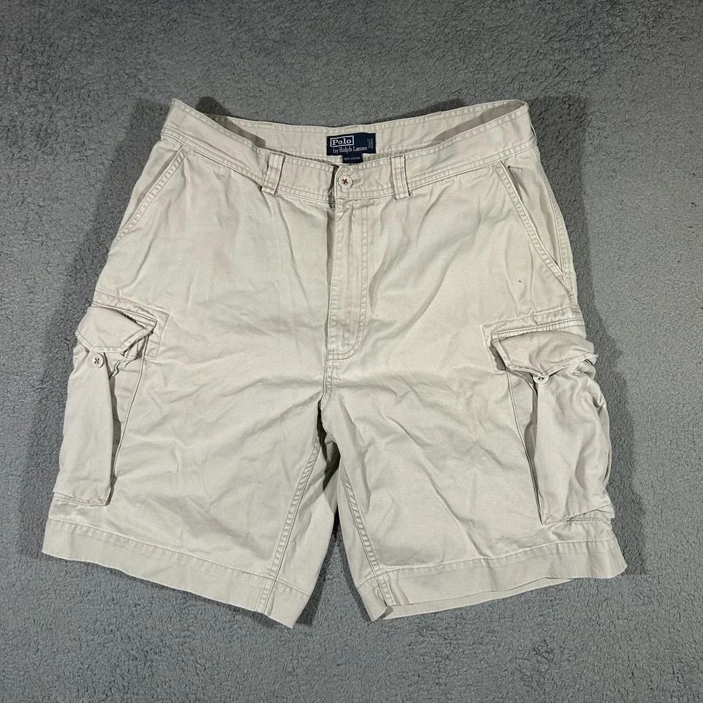 Vintage Polo Ralph Lauren Cargo Shorts Men's 36 Khaki Work Utility Y2K #3677